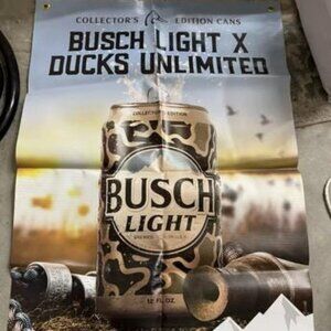 Busch Light Hunting Banner Ducks Unlimited Vinyl New!! Beer Man Cave Hunter 2x3f